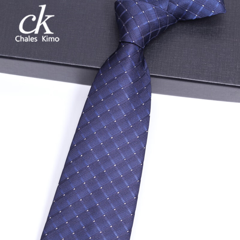 CHALES KIMO领带男10cm宽版正装商务拉链款纯色送父亲加宽超大号免打结婚高档 H196-(宽10cm） 拉链免打款