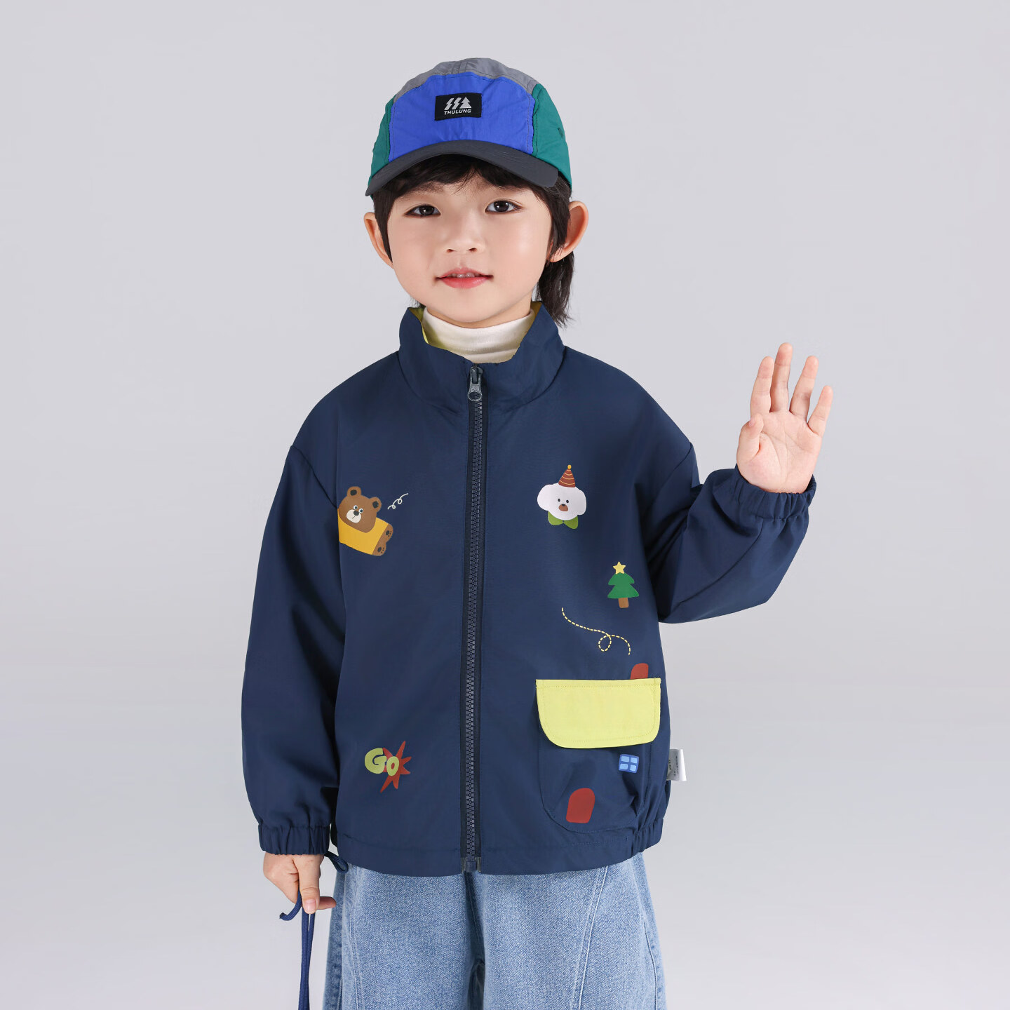 婧麒（JOYNCLEON）男童外套春秋2026新款婴儿宝宝上衣秋季儿童洋气衣服小童装 藏青 90 cm
