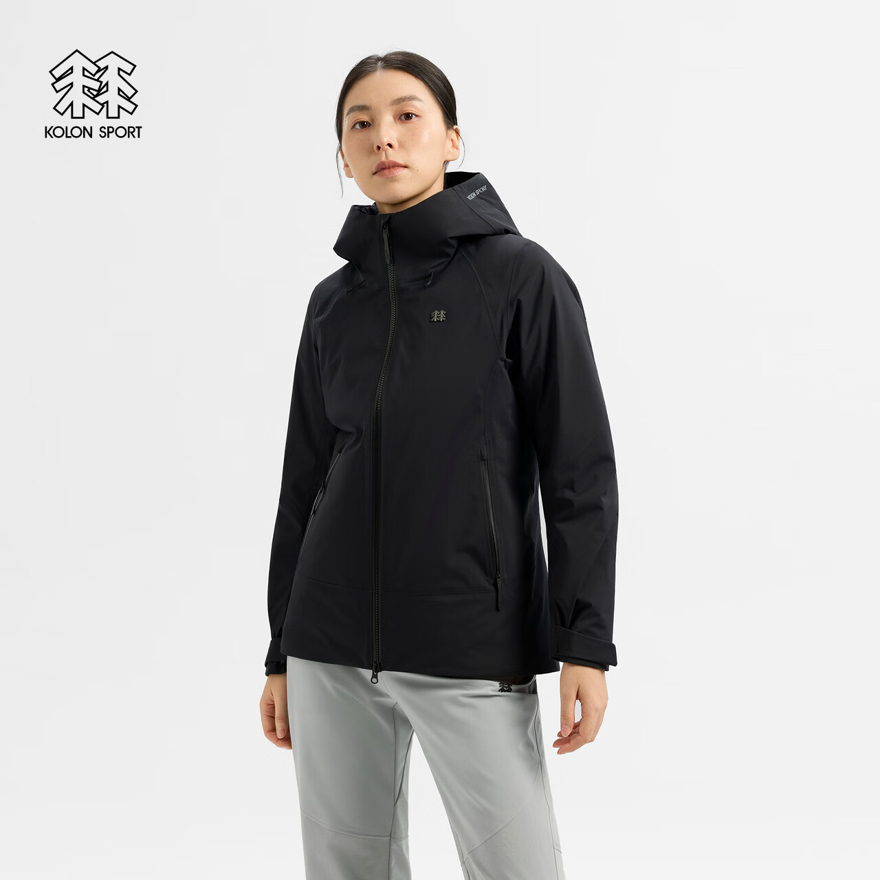 KOLON SPORT/可隆户外羽绒服 女士透湿防水连帽防水羽绒夹克冲锋衣