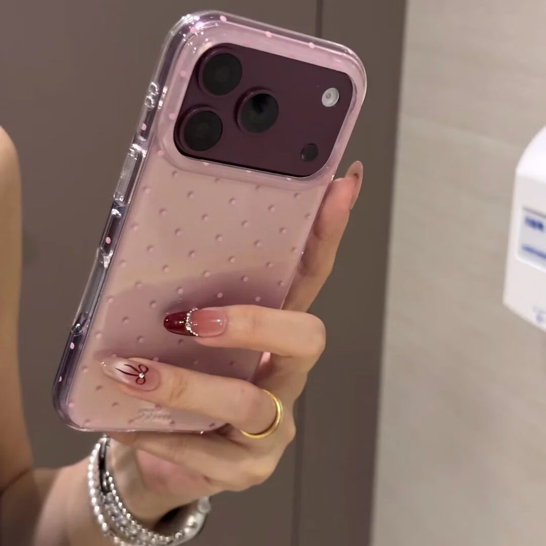 优思顿适用苹果18promax手机壳新款iphone18pro全包18简约波点17韩系ins风高级感16双层超手机壳防摔全包 【粉色】大孔满屏小波点 iPhone18promax