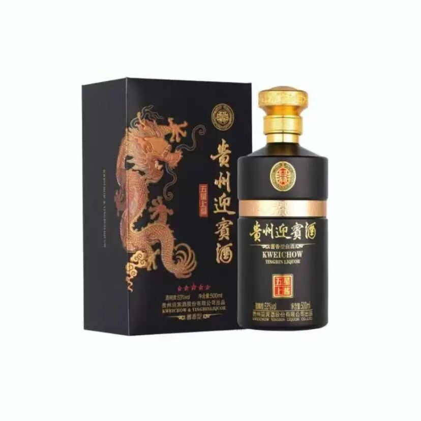 多彩贵州贵州迎宾酒五星上酱53度酱香型白酒纯粮酿造500ml*6瓶礼盒装