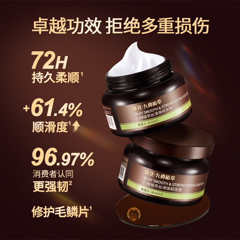 蜂花王俊凯推荐九樽植萃防脱固发洗发露改善断发丝滑强韧发膜保湿滋润 蜂花九樽植萃洗护组合