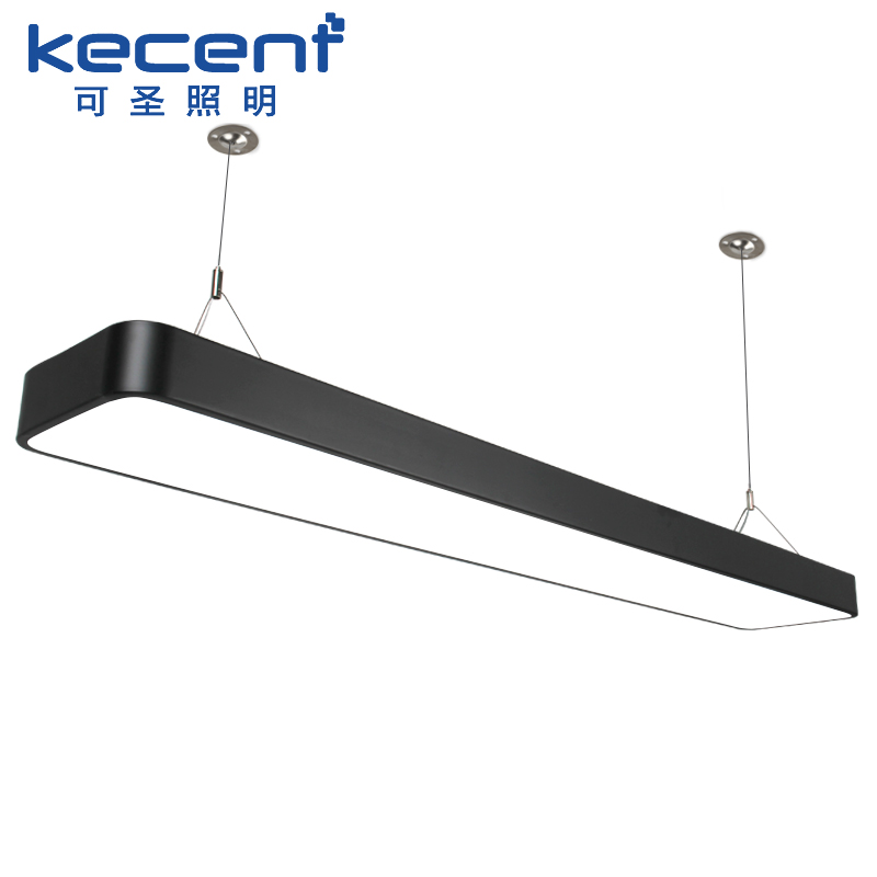 可圣照明（kecent）LED办公室吊灯长条灯吊线灯条形灯吸吊两用长方形会议室灯具 圆角【1200*200】48W-白光-黑色