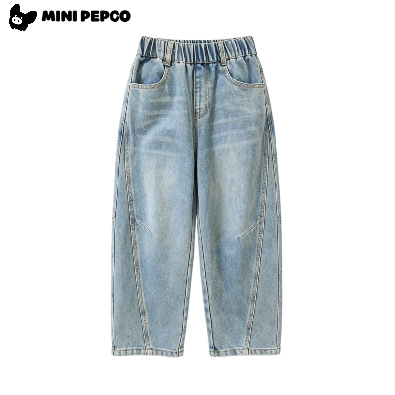 小猪班纳(PEPCO)男童牛仔裤潮流弯刀长裤 活力蓝 170 【建议160-165cm】
