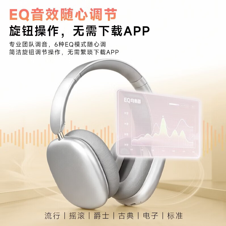 飞尼森Y01 PRO【S级独立降噪丨双金标音质】头戴式降噪耳机超长续航游戏低延迟学生党考研通勤久戴舒适 标准银【独立降噪+双金标+LDAC】