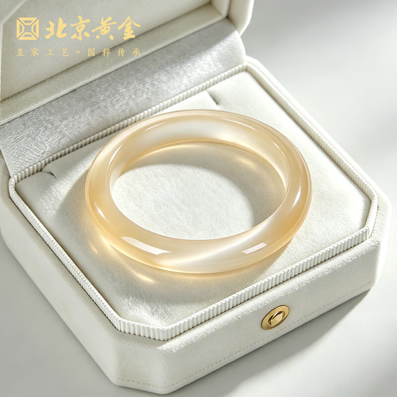 北京黄金白月光手镯浮光幻彩夏日缤纷玻璃猫眼石手镯送女友老婆生日礼物 香槟色猫眼手镯 【内径约54mm】