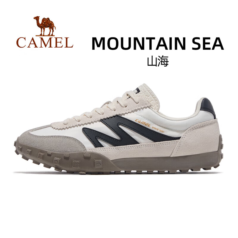 骆驼（CAMEL）山海运动鞋2025春夏新款鞋子男鞋女鞋经典复古德训鞋情侣板鞋 7606S，象牙白/黑，女 36