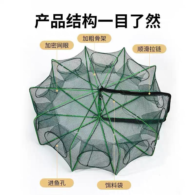 TULX鱼笼子地网鱼笼网鱼捞鱼网地网鱼网撒网装鱼特大号神器 80 【大24孔36-80】+5包鱼食+工具