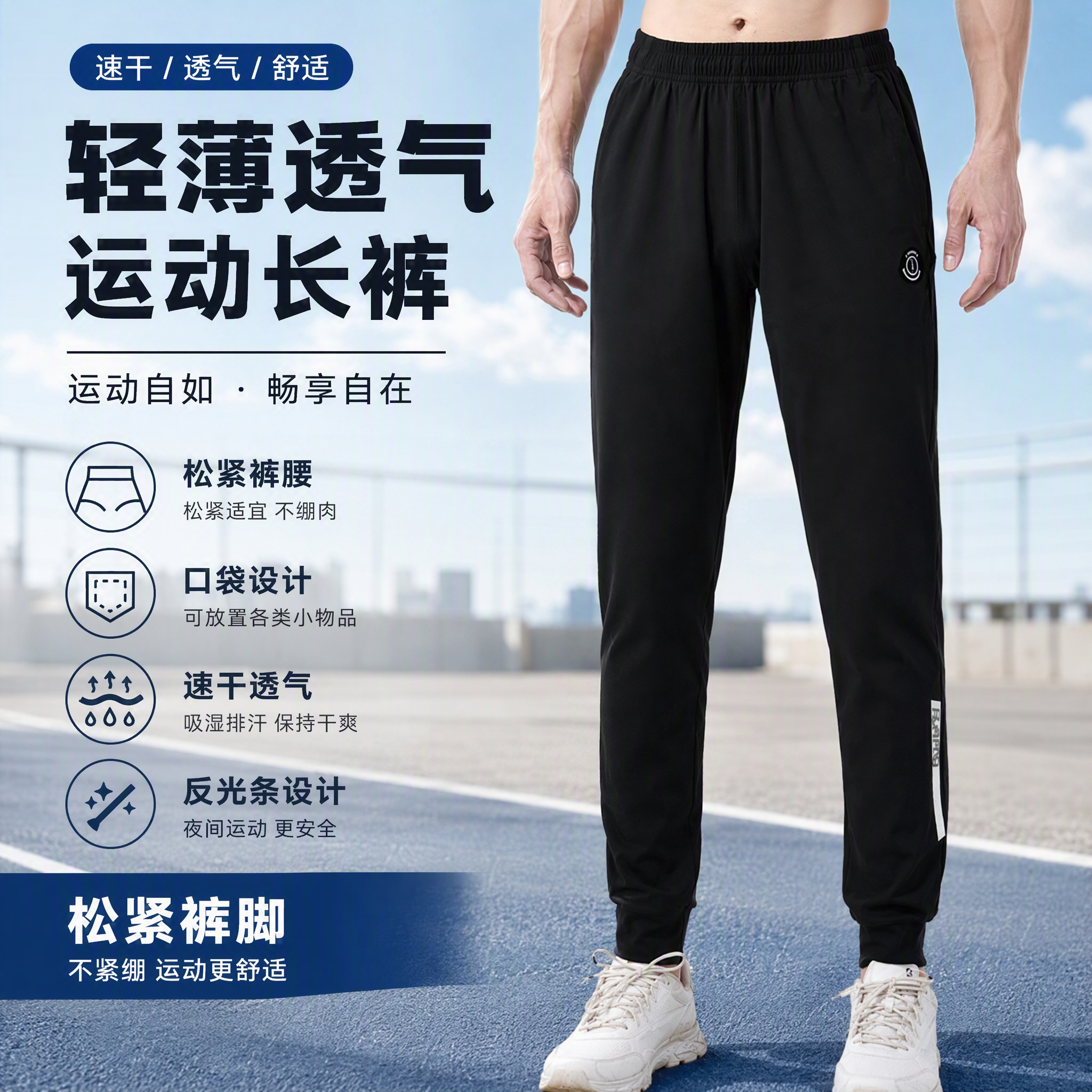 画跑加绒男女跑步长裤运动休闲户外裤子速干透气马拉松春秋冬运动裤 三舱口袋升级黑色男款 XL