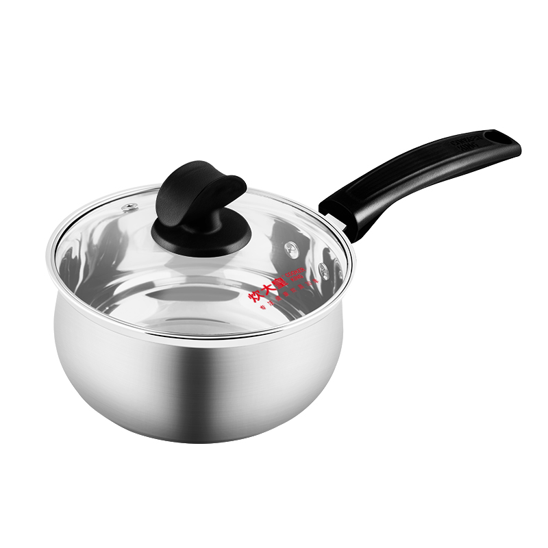 炊大皇 奶锅 304不锈钢小汤锅 18cm 无涂层泡面锅 煮奶婴儿辅食锅