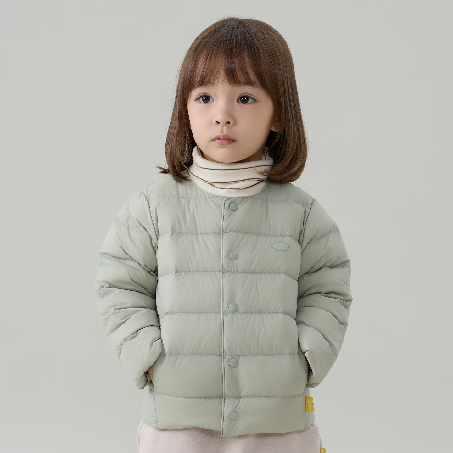 papa爬爬冬季儿童羽绒服外套男女童轻暖内胆锁温户外羽绒 灰色 110
