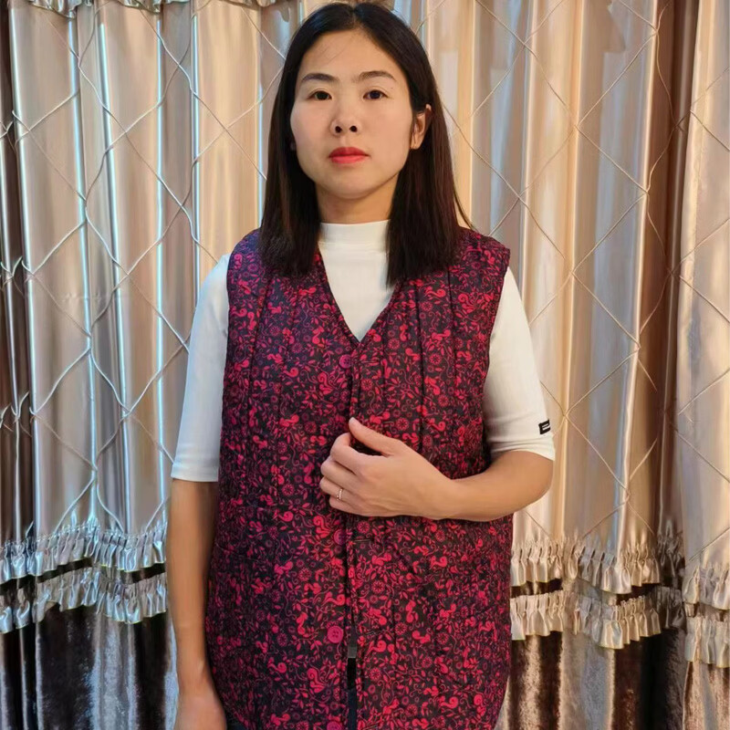 晓拜兜羊毛马甲皮毛一体坎肩秋冬季中老年人女士保暖外穿背心妈妈装 紫色 小花 3XL (适合体重120-140斤)