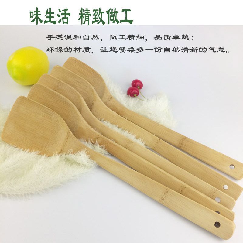 CRHMMFLF竹铲子竹煎铲竹饭勺硅胶炒勺套装竹锅铲不粘锅厨具炒菜铲不伤锅竹 直柄铲+斜口铲 六年老楠竹
