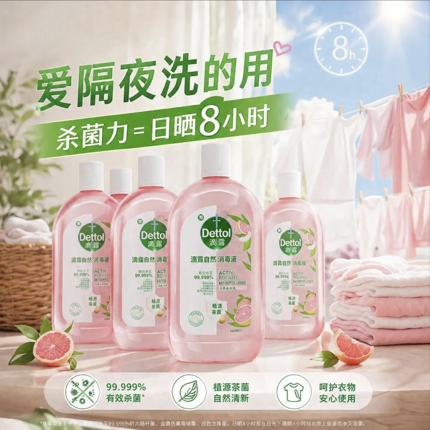 滴露(Dettol)自然香氛衣物消毒液【母婴专用】高效杀菌除螨去味清洁液 滴露香氛衣物消毒液1L*1瓶