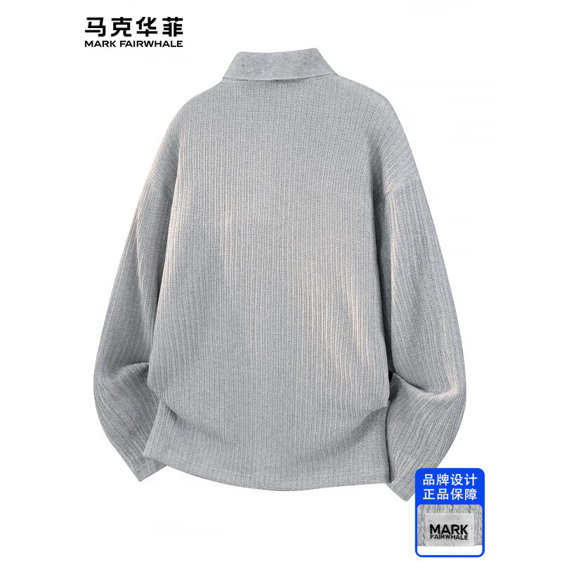 马克华菲(MARK FAIRWHALE)日系复古休闲长袖T恤男士 2026秋季新款宽松舒适简约潮牌上衣服装 白色 【官方正品】 M 【建议95-110斤】