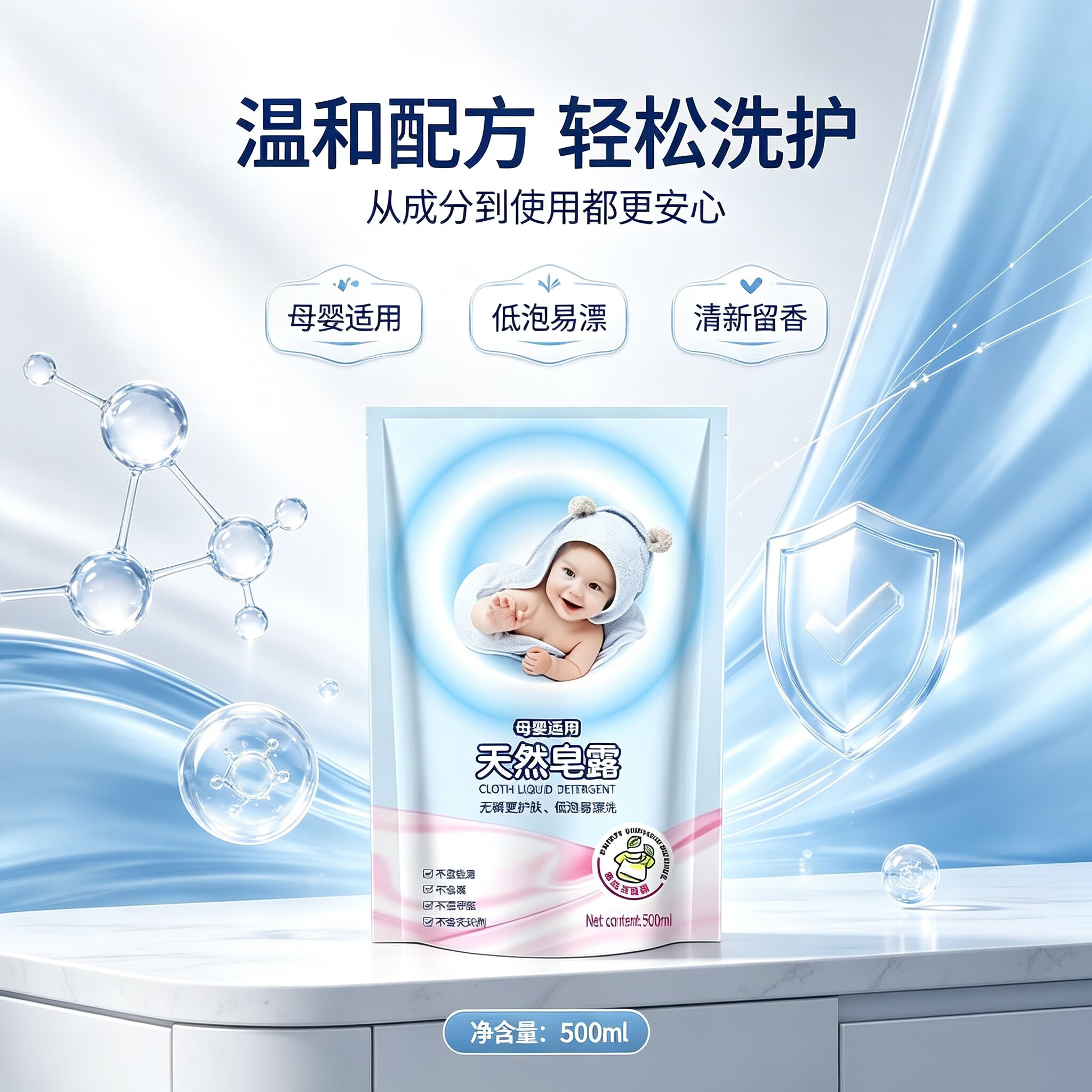 SUPILERS家用洗衣液温和去油污不伤衣持久留香增白亮衣实惠装学生专用母婴 天然皂露洗衣液【500ml*1袋】香氛去渍温和护衣服