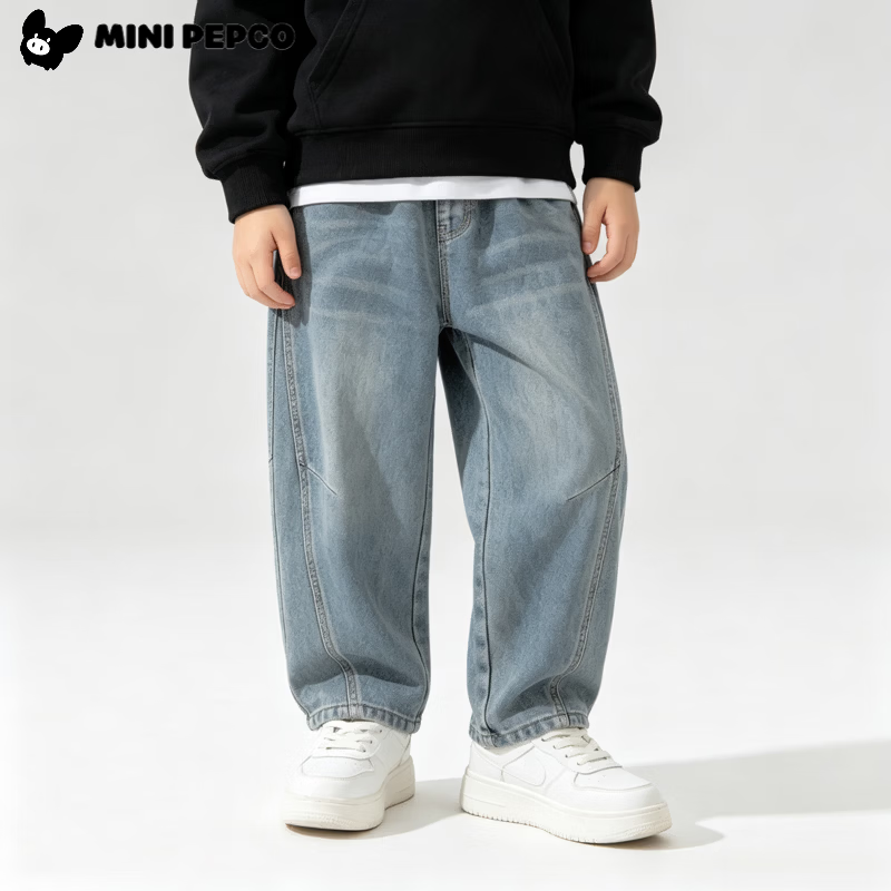 小猪班纳(PEPCO)男童牛仔裤潮流弯刀长裤 活力蓝 170 【建议160-165cm】