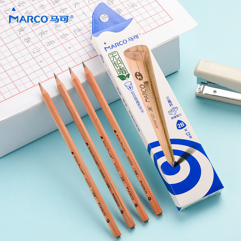 马可(marco)铅笔 学生书写 正姿易抓握三角杆 (2b)练字铅笔 12支盒装