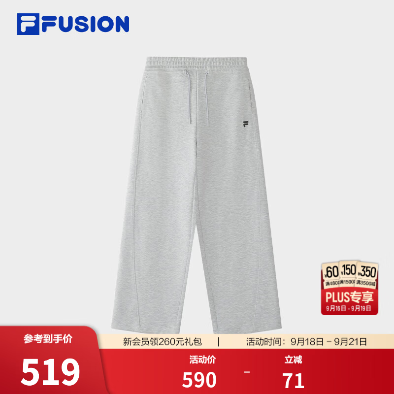 FILA FUSION潮牌长裤26秋季新款女士针织宽松裤子休闲裤阔腿裤 BC04灰花灰-MG M 165/66A/M