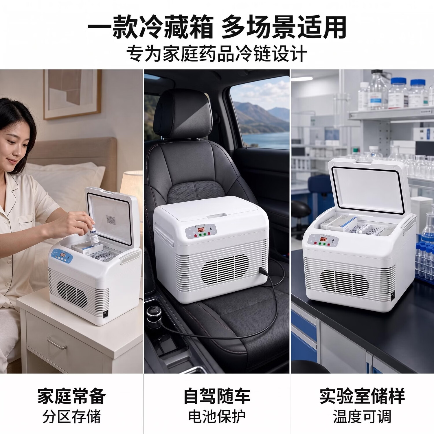 PMG胰岛素冷藏盒2-8度便携式2026新款小冰箱车载家用旅行药品冷藏箱 【插电款】AQ12 车家两用 双核2-8°(可加热) 12升