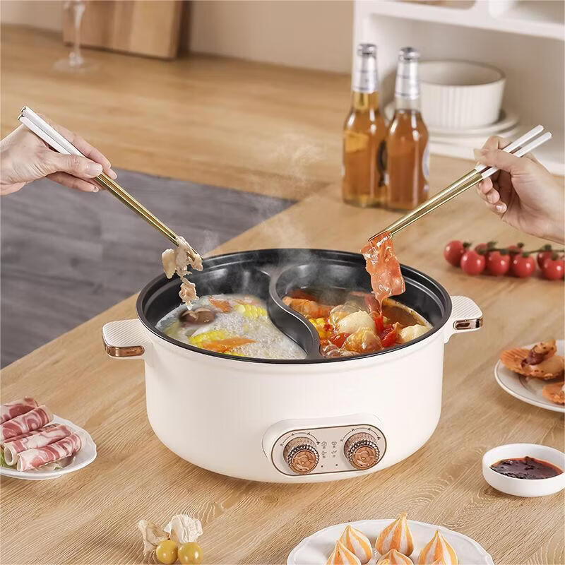 CRHMMFLF鸳鸯电火锅家用多功能一体式双控鸳鸯锅大功率 7.1L大容量-鸳鸯电火锅【5-8人】 【加深特厚内胆】【双温控制】