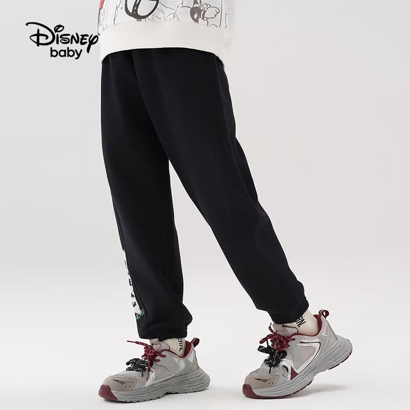 迪士尼(Disney)童装男女童休闲裤2026春秋裤子长裤儿童时尚裤子青少年运动裤子 碳黑色-春秋 针织 140 高135-145cm重60-70斤
