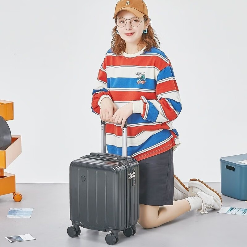 20*30*40 春秋航空登机箱小型轻便拉杆行李箱学生旅行密码皮箱子 贝壳白307拉链 14英寸 20x30x40cm可登机
