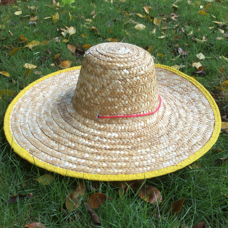 oloey大草帽遮阳大尺寸男女适用夏季椭圆形草帽大号工用农民农用 包边