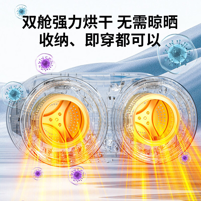 瑞岸（RPIRANHA）2026新款上市双仓壁挂内衣裤洗衣机全自动无刷电机静音母婴级独立洗护防串染高温除菌清洗懒人神器 【奶白色】全自动壁挂双桶丨洗脱烘一体丨双仓分区