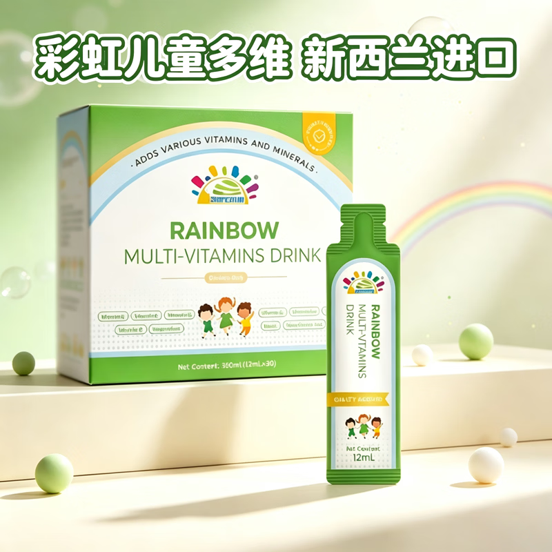叁佰添儿童多维彩虹 维生素C+B族+锌+矿物质 新西兰进口12ml*30条 30袋*1盒