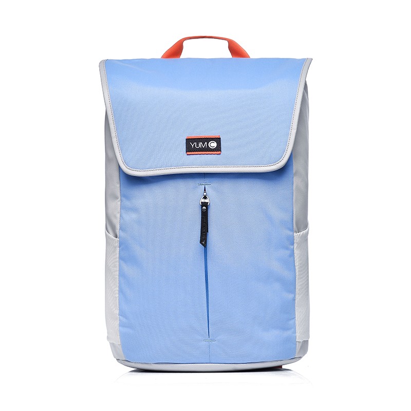 美国YUMC时尚双肩背包男休闲书包大容量旅行包15寸电脑包潮流B6095 浅蓝色