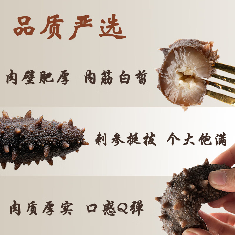 琴雨湾即食海参刺参500g(固形物不低于60%)大连海参中秋礼 即食海参4-5只(500g)