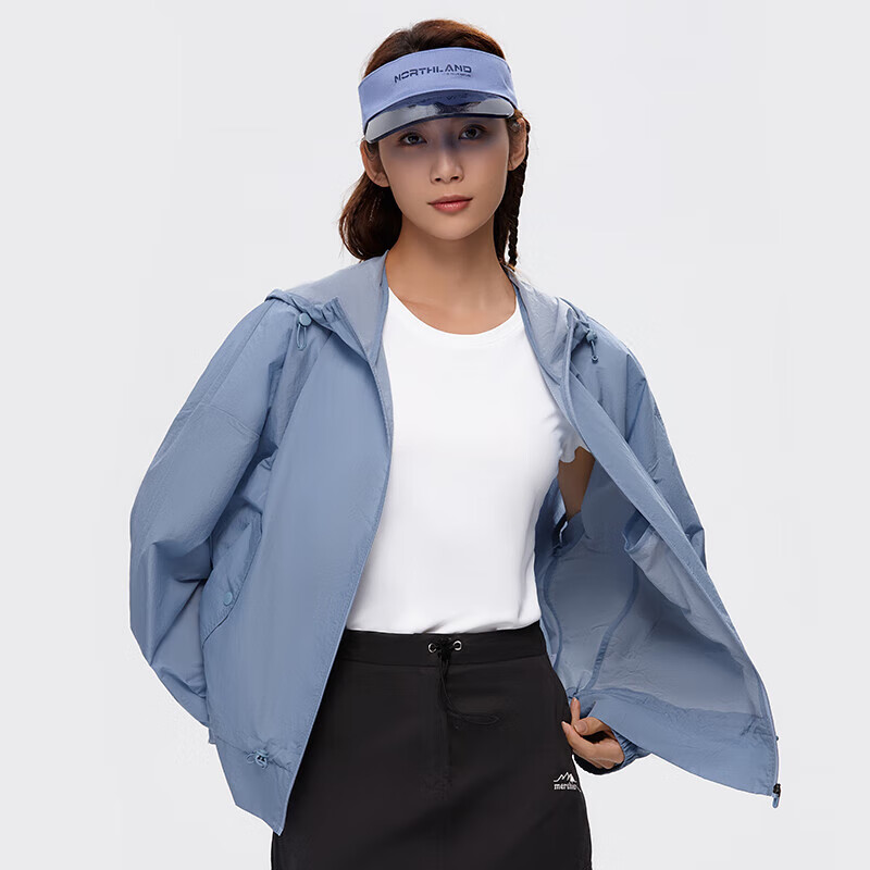 诺诗兰防晒衣女户外防紫外线廓形防晒服透气冰丝凉感皮肤风衣冰蝉 岩