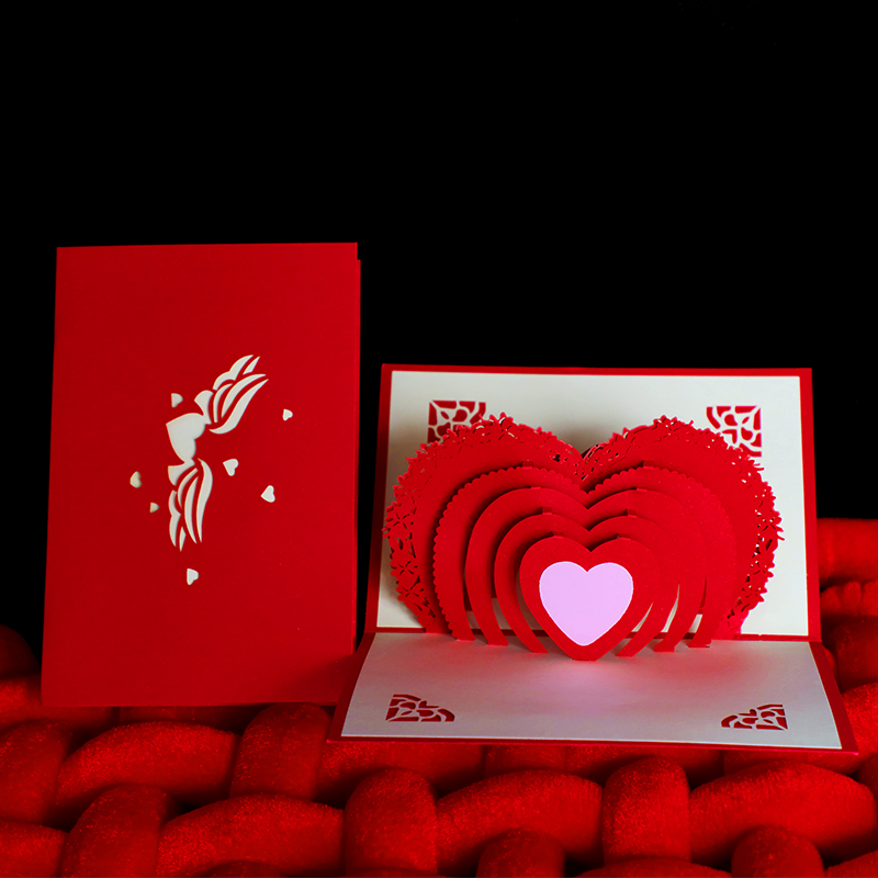 得印(befon) 3d贺卡爱心 表白心意告白卡片 纸雕折叠立体贺卡彩色剪纸