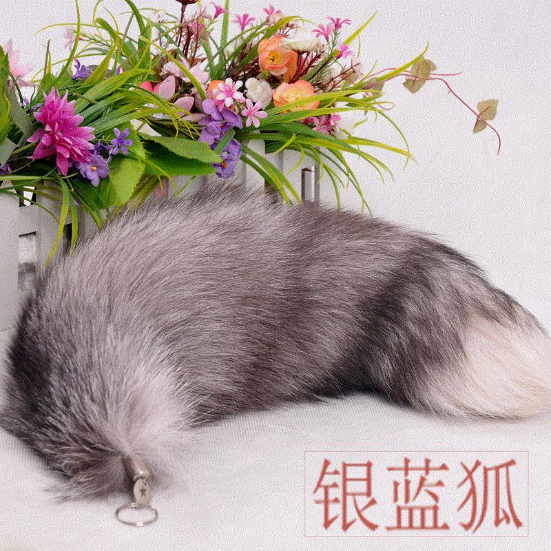 适用于星舵超大狐狸毛挂件银蓝狐狸尾巴真毛皮草配饰女士包包挂饰汽车