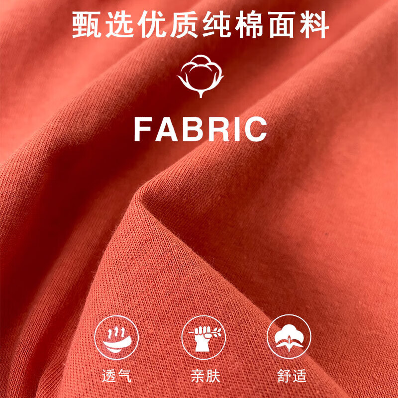 【100%纯棉T】早秋外穿上衣女时尚洋气百搭圆领长袖T恤女打底衫潮 砖红色【per】 4XL 【建议145-160斤】