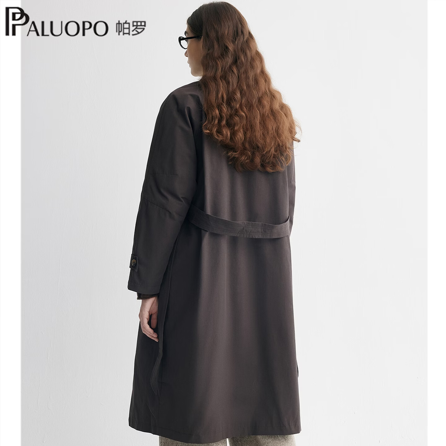 帕罗(PALUOPO)26秋冬新款复古风衣式轻薄羽绒服女可盐可甜收腰中长款羽绒外套 棕咖 L 165/88A