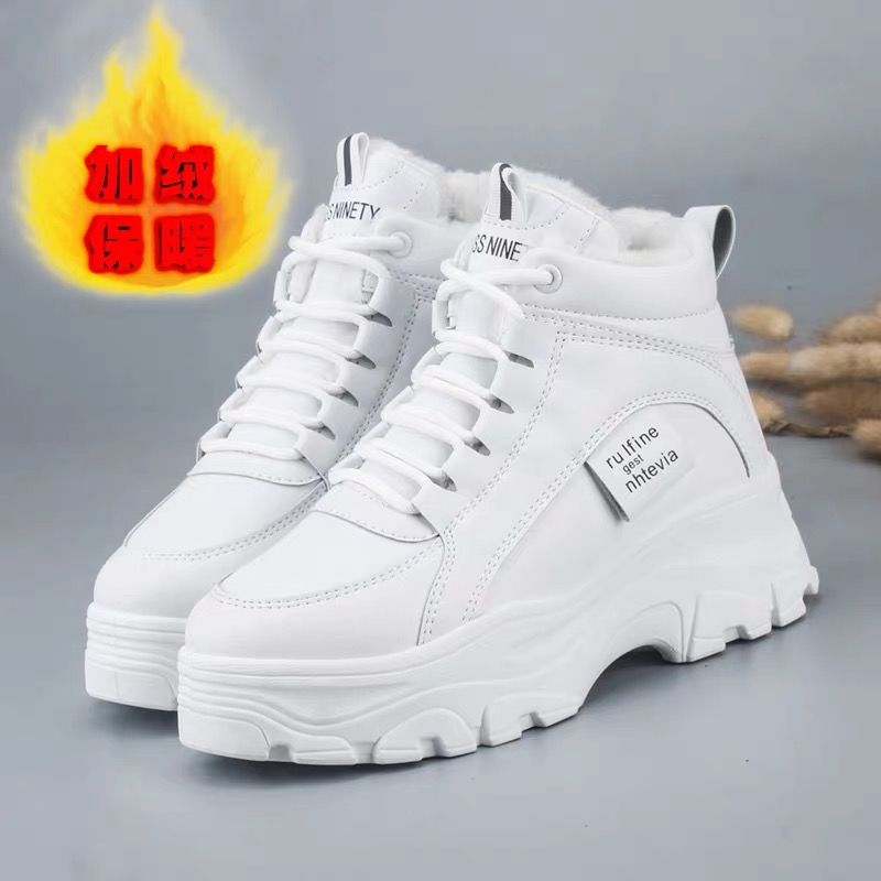 冬天穿的初中女生小白鞋加绒棉鞋加厚运动女冬季女鞋韩版百搭学生老爹