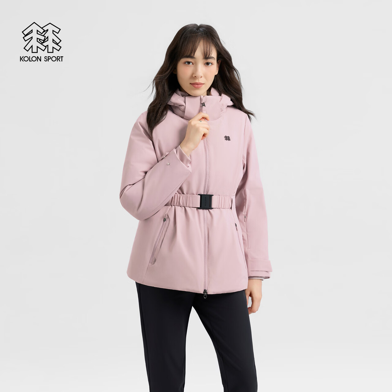 KOLON SPORT/可隆户外羽绒服 女士防泼水防风中量连帽羽绒服