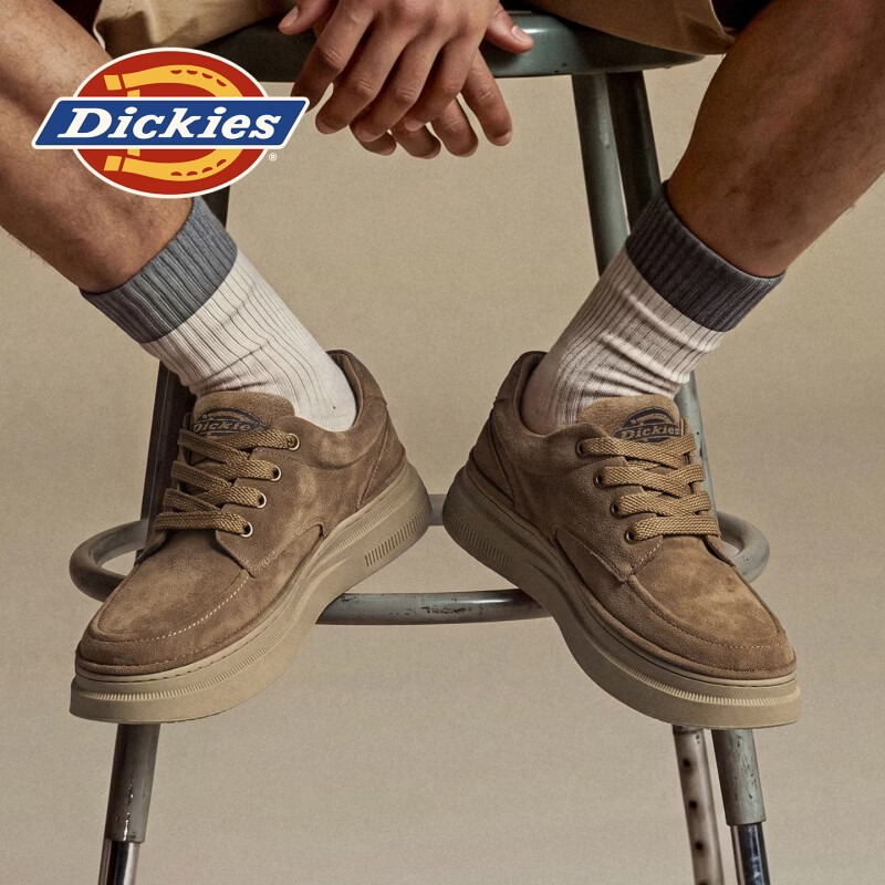 Dickies品牌男鞋秋季新款复古厚底休闲板鞋磨砂皮工装鞋增高防滑透气潮鞋 棕色 43 265 2.5