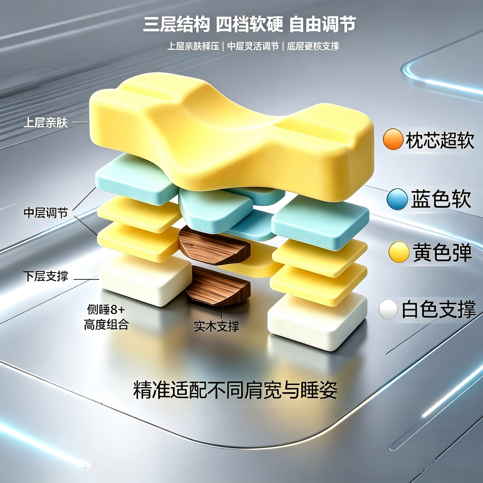 经语人体工学护颈记忆枕头枕芯u型枕可调节软硬实木颈椎枕成人深睡枕 标准款 单只 低枕 160cm 155-160cm