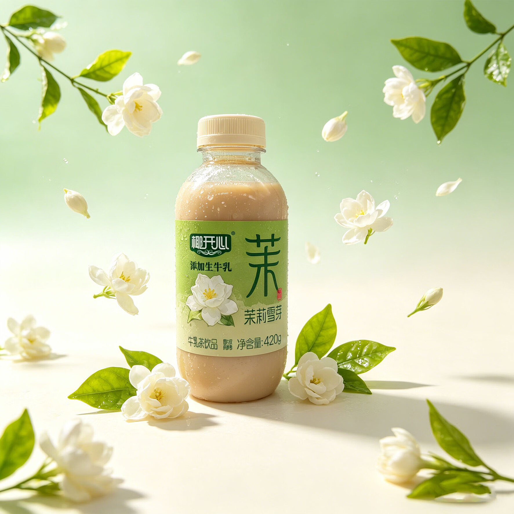 椰开心茉莉雪芽牛乳茶 420g 添加生牛乳奶茶饮品整箱 420g茉莉雪芽牛乳茶*15瓶【整箱】