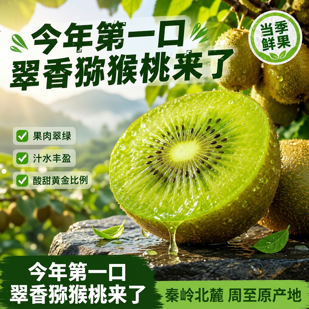 陕西翠香猕猴桃新鲜送礼首选水果 陕西翠香-5斤礼盒精品装(单果90~110g)