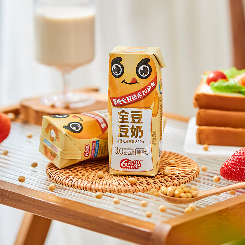 6点半六点半3.0全豆豆奶250ml*12盒原味豆奶植物蛋白奶早餐奶代餐奶 全豆豆奶3.0原味250ml*6盒