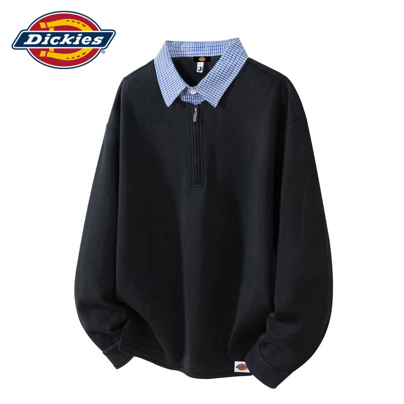 Dickies美式复古休闲长袖POLO衫男士2026年秋季新款宽松舒适百搭上衣服装 黑色 【官方正品】 XL 【建议130-150斤】 京东折扣/优惠券