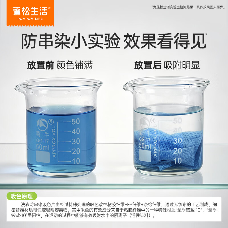 蓬松生活衣物吸色片防染色洗衣片衣物防串染色母片衣物固色防串色吸色纸 吸色片80片*2盒