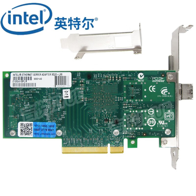 英特尔（Intel）E10G41BFLR万兆网卡服务器PCIeX8单模光纤X520-LR1原厂 E10G41BFLR