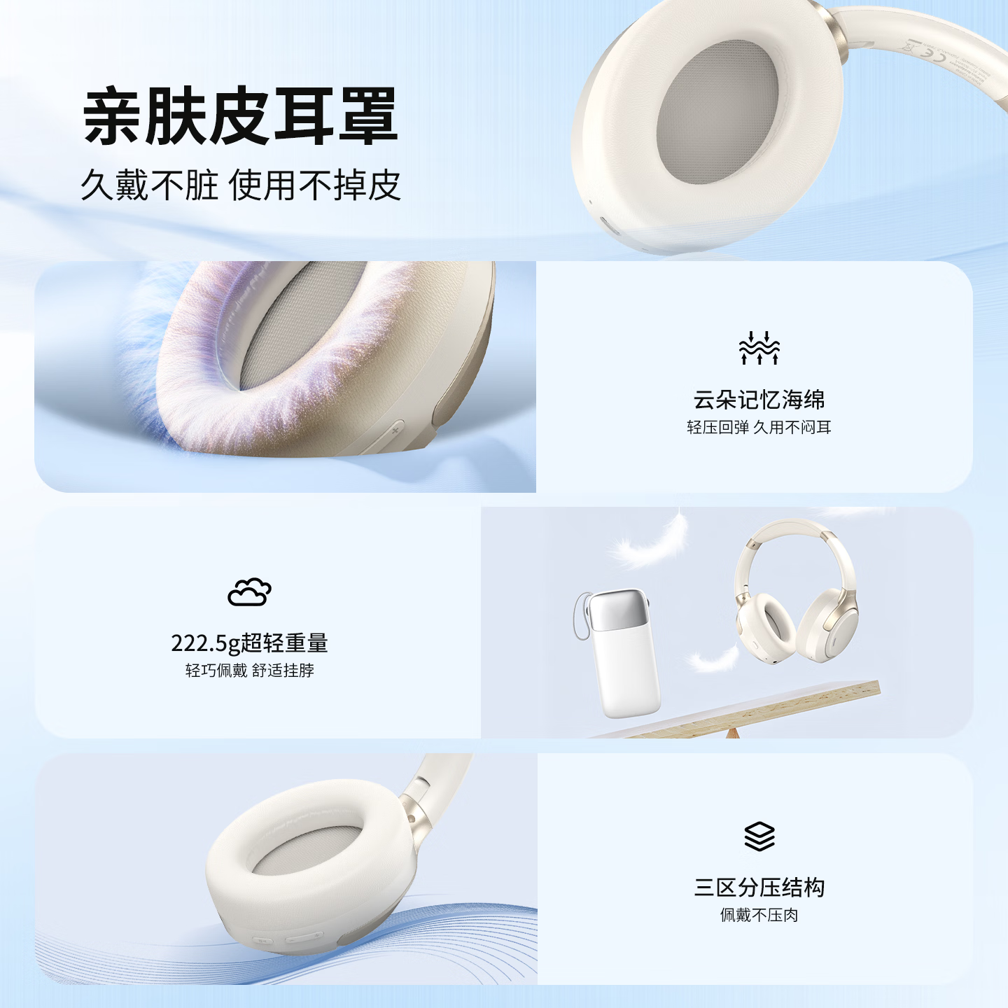 LDNIO力德诺 头戴式无线蓝牙耳机 主动降噪支持有线链接 低延迟超长续航 【炫酷黑】40mm高驱动单元 【旗舰版】ANC主动降噪+49H续航+高清立体声