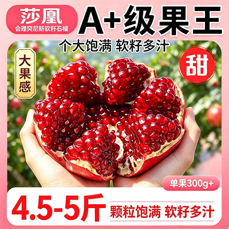 莎凰四川会理突尼斯软籽石榴新鲜应季水果源头直发 中秋送礼 净重4.5斤【单果300g+】