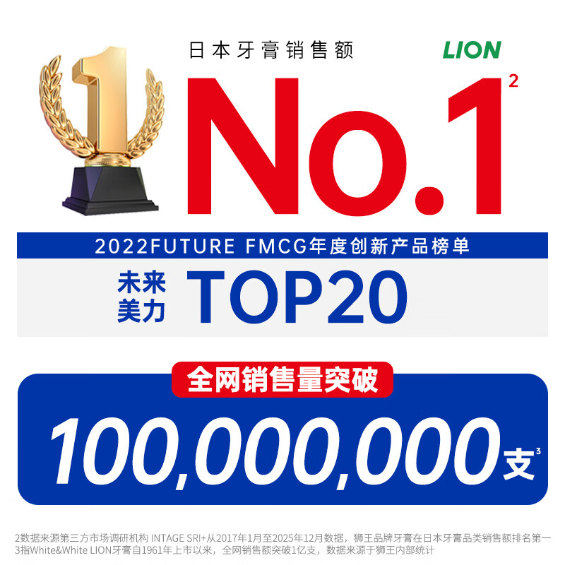 狮王大白葡萄柚小苏打牙膏 淡化牙渍清新口气 大白白桃味180g*3